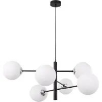 Light11 HOME Lampe à suspendre Vicenza noir-chrome 6 flammes avec abat-jour blanc E14