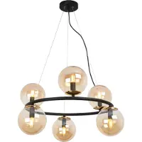 Light11 HOME Suspension Aura noir et or 6 flammes verre miel E14
