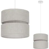 Light11 HOME Suspension Len Duo blanc 1 flamme Abat-jour beige clair L01 20cm