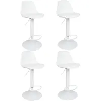 Supfine lot de 4 tabourets de bar Chaise de bar réglable en hauteur Tabouret de bistrot pivotant avec dossier et repose-pieds blanc