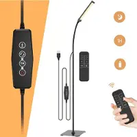 Rosikey 1.4M Lampadaire Noir LED Lampadaire Salon Chambre Bureau Lampadaire à intensité variable Métal Lampadaire avec col de cygne flexible Réglable en hauteur