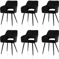 CLIPOP Loisirs Chaises de salle à manger en velours, lot de 6, pour la maison, la salle à manger, la cuisine, noir