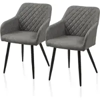 CLIPOP Chaise de salle à manger , lot de 2 chaises de cuisine, chaises en similicuir, chaise de salon avec dossier, gris clair