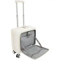 GreatDEshop2021 Valise à roulettes 18 pouces avec compartiment avant 45*24*41 cm Blanc