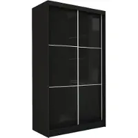 MargaretHadas24 Armoire Vena 120 cm avec 2 portes coulissantes Armoire à portes coulissantes (couleur : noir, lacobel noir)
