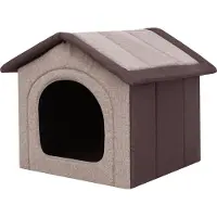 Stanislaw Jurga Niche pour chien pliable pour l'intérieur & l'extérieur, lavable, légère, 70x60 cm Cappuccino avec marron