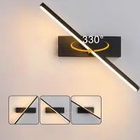 Rosikey 40cm Noir Moderne LED Applique murale intérieure 3 couleurs changeantes 330° Orientable pour chambre, bureau, salle à manger, couloir, escalier