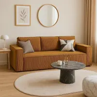 Sofello Canapé-lit GUTTO CORDA en tissu velours marron clair avec fonction d'endormissement - Design moderne dans des couleurs à la mode