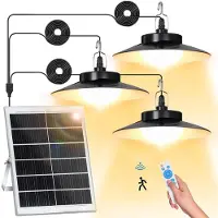 Rosikey LED Lampe solaire à suspendre Lampes solaires pour extérieur intérieur Détecteur de mouvement LED Lampe solaire à suspendre Lampes solaires à suspendre pour pavillons Garage Entrepôts