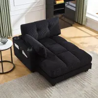 LVHOM Chaise longue avec USB&porte-gobelet, Fauteuil de relaxation avec poches latérales, Fauteuil individuel Canapé de sol Fauteuil lounge, dossier réglable, noir