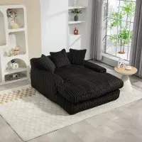MODFU Canapés convertible - Canapé Convertible Ergonomique avec Dossier Épais et Accoudoirs Larges - Design Relax 1 Place Tissu Corde 125x155x63 cm - Noir