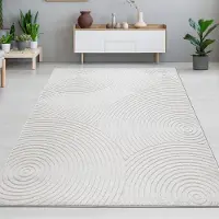 Carpetia Tapis Outdoor résistant aux intempéries avec motif circulaire - tissé à plat en crème Taille - 120 x 160 cm