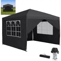 XINZI Pavillon pliant 3x3 Pavillon de jardin, hauteur réglable, stable, protection UV, imperméable, pour les fêtes en plein air, les mariages, anthracite (avec 4 parois latérales)