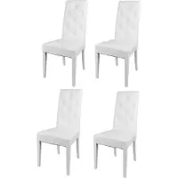 STOCK LINE t m c s Tommychairs - Set de 4 chaises modernes CHANTAL pour la cuisine et la salle à manger, structure robuste en bois de hêtre laqué couleur blanche, rembourrées et recouvertes de similicuir blanc