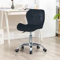 CLIPOP Chaise de bureau en velours Assise rembourrée réglable en hauteur, Home Office, Noir