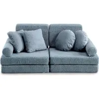 POOM Canapé pour enfants pliable - Canapé multifonctionnel pour enfants (bleu)