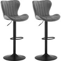 CLIPOP Lot de 2 tabourets réglables en hauteur, chaise pivotante à 360° avec dossier Repose-pieds Chaise de bar en velours,Gris