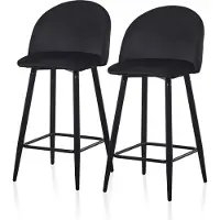CLIPOP Tabouret de bar, Lot de 2, velours Tabouret de bistrot avec repose-pieds, pour bar, noir