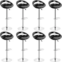 Supfine Tabouret de bar (lot de 8) Chaise de bar réglable en hauteur en ABS pivotant à 360° avec repose-pieds Noir
