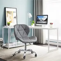 CLIPOP Chaise de bureau , assise rembourrée en similicuir, pivotante, réglable en hauteur, grise