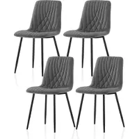 CLIPOP Lot de 4 chaises de cuisine, chaise rembourrée en velours,Gris