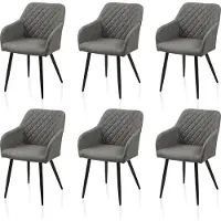 CLIPOP Chaises de salle à manger, lot de 6 chaises de cuisine, chaises en similicuir, chaises de salon avec dossier, gris clair