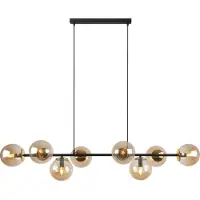 Light11 HOME Suspension Siena noir-or 8 flammes verre miel E14
