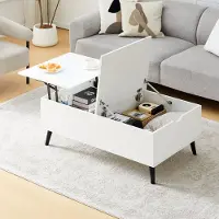 CLIPOP Table basse,Table de salon réglable en hauteur,table basse escamotable,plateau de levage table d'appoint,blanc