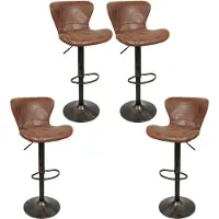 Supfine lot de 4 tabourets de bar rétro Chaise de bar Bistro réglable en hauteur pivotante Marron