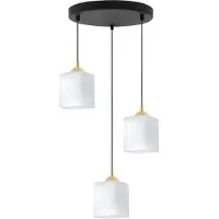 Light11 HOME Suspension Riffle noir et doré – suspension à 3 ampoules avec cubes blancs E27