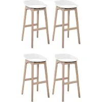 MOB-IN Lot de tabourets de bar RIVA en chêne et assise plastique 75cm