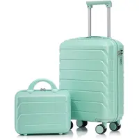 LVHOM Ensemble de valises rigides 2 pièces en ABS rigide, ensemble 14"-19" avec roulettes 360°, ensemble de valises de voyage, ensemble de trolley étanche, vert menthe