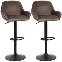 Supfine lot de 2 tabourets de bar en velours tabouret de bistrot réglable en hauteur marron