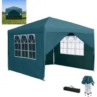 XINZI Pavillon pliant 2,5 x 2,5 Pavillon de jardin, réglable en hauteur, stable, protection UV, imperméable, pour les fêtes en plein air, les mariages, vert (avec 4 parois latérales)
