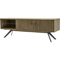 FURNLUX Support TV Massa Marron et Noir 160cm / Couleur principale : Marron / Dimensions : 160 x 55 x 45 cm