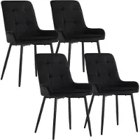 CLIPOP lot de 4 chaises de salle à manger, chaise de salon avec dossier, velours, noir