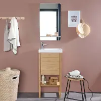 MOB-IN Meuble lave-mains ATOLL avec vasque blanche + miroir