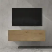 Doporro Meuble TV Bas 100x40,2x30cm Armoire TV Marron Clair Table de Télévision Salon avec Porte Meuble TV Suspendu MBTV02