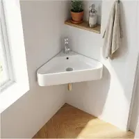MOB-IN Vasque à suspendre d'angle en céramique blanche 42,5cm