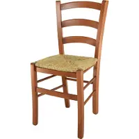 STOCK LINE t m c s Tommychairs - Chaise VENICE pour la cuisine et la salle à manger, structure robuste en hêtre laqué couleur cerisier et assise en paille