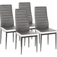 Supfine lot de 4 chaises de salle à manger Chaise de cuisine en similicuir Pieds en métal Chaise rembourrée grise+blanche
