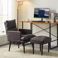 CLIPOP Fauteuil relax, Fauteuil TV avec pouf,PolyuréthaneFauteuil TV avec poche latérale, Marron clair