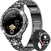 Mc star Montre intelligente pour femme avec fonction téléphone,20 modes de sport montre avec cycle menstruel moniteur de sommeil podomètre montre de fitness pour femme pour Android iOS, noir