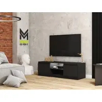 Minio , TV-Lowboard, armoire TV "DIDI", avec éclairage LED, 120cm, debout, noir graphite couleur