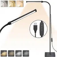 Rosikey Lampadaire Noir Variable[120 LED USB 3 modes de couleur & 10 luminosités]140cm Hauteur réglable LED Lampadaire Lampe de lecture pour salon chambre bureau