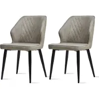 CLIPOP Chaise de salle à manger, lot de 2 fauteuils rembourrés rétro en similicuir, gris