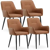 CLIPOP Chaises de salle à manger Lot de 4 Assise rembourrée en similicuir, Brevets design Chaise de cuisine, Marron