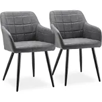 CLIPOP chaise de salle à manger, set de 2 fauteuils rétro en similicuir, chaise de salon, gris clair
