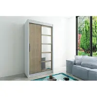 Minio Armoire 100 cm ROMA 1 Blanc / Chêne Sonoma