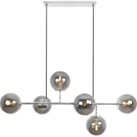 Light11 HOME Plafonnier Siena chrome 6 flammes verre gris fumé E14 bras longs
